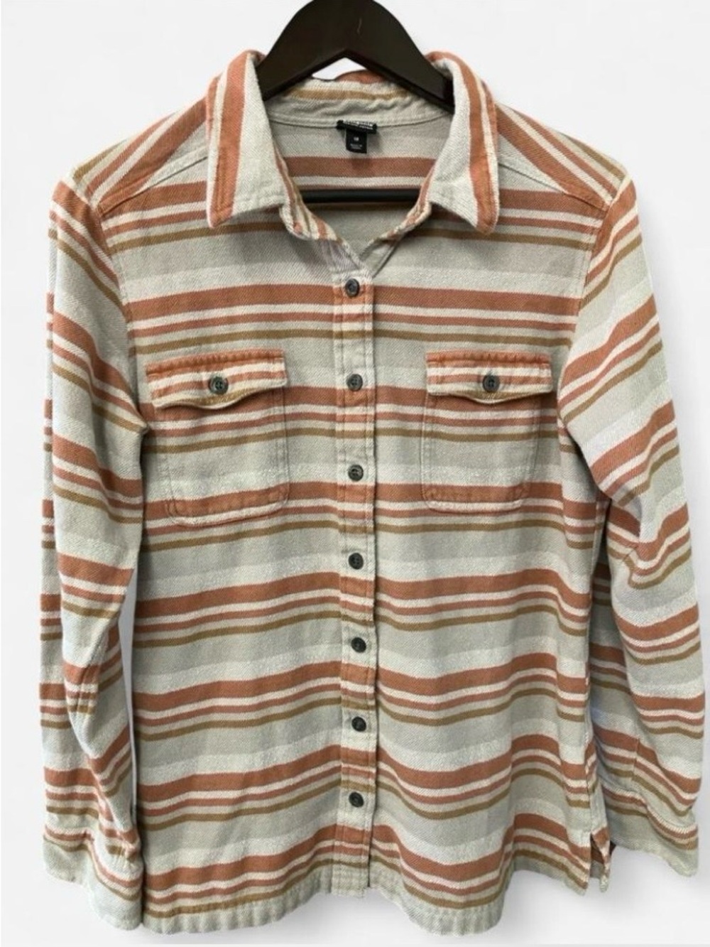 Patagonia Striped Fjord Flannel Button-Down Shirt Cream and Rust Women’s Size 10